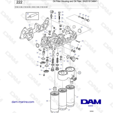 Volvo Penta D16 - Oil Filter Housing and Oil Filter, SN2016134841-