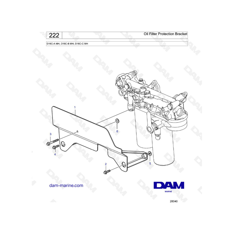 Volvo Penta D16 - Oil filter protection bracket