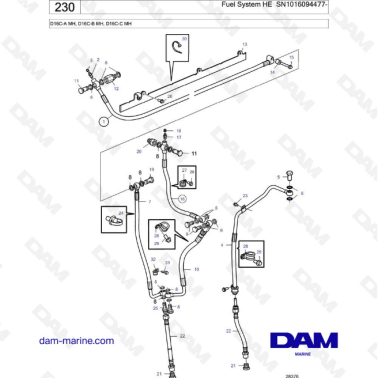 Volvo Penta D16 - Fuel system HE SN1016094477