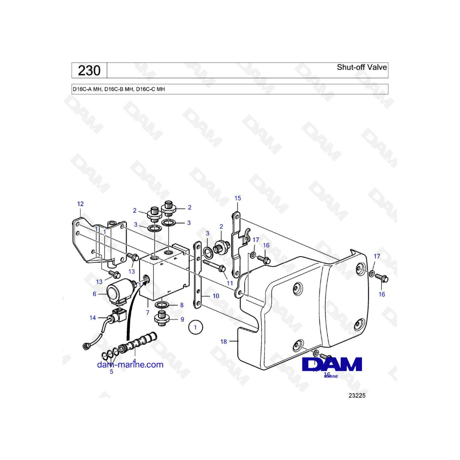 Volvo Penta D16 - Válvula de cierre