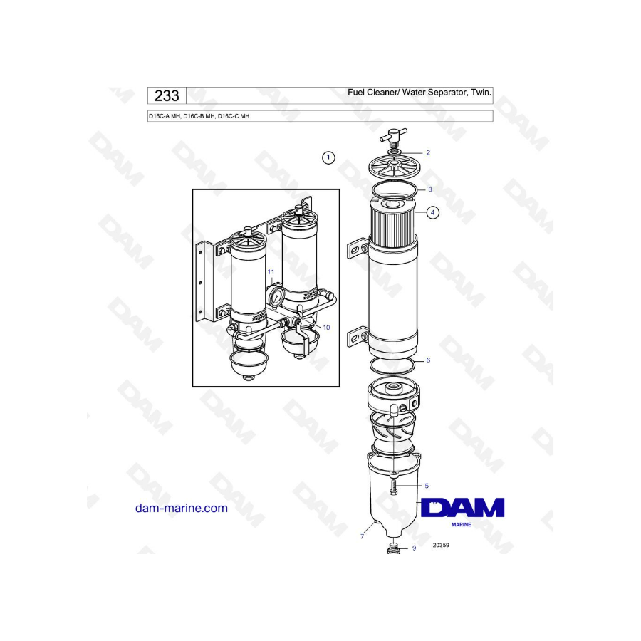 Volvo Penta D16 - Fuel Cleaner/ Water Separator, Twin.