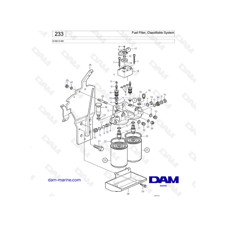 Volvo Penta D16 - Fuel Filter, Classifiable System