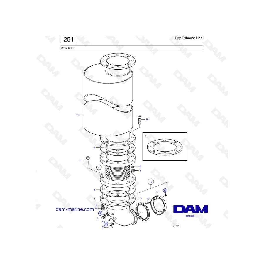 Volvo Penta D16 - Dry Exhaust Line
