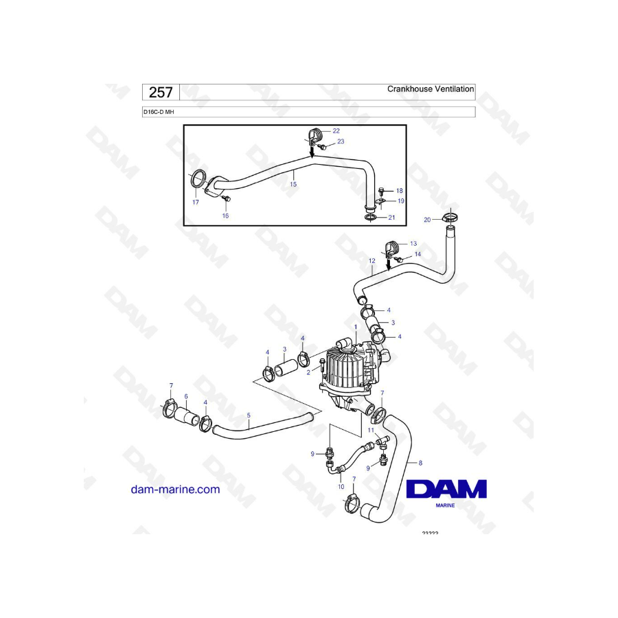 Volvo Penta D16 - Ventilación del cigüeñal