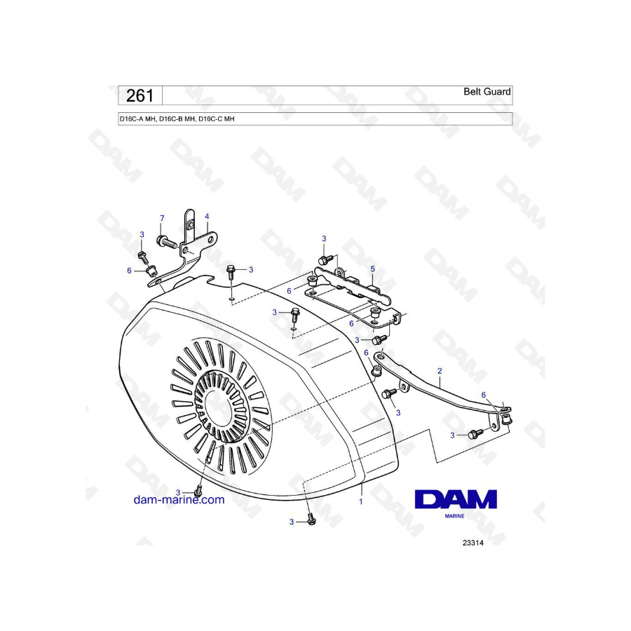 Volvo Penta D16 - Belt guard