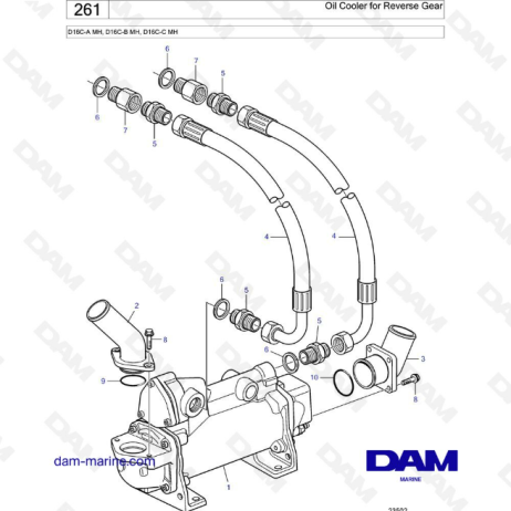 Volvo Penta D16 - Oil Cooler for Reverse Gear - DAM Marine