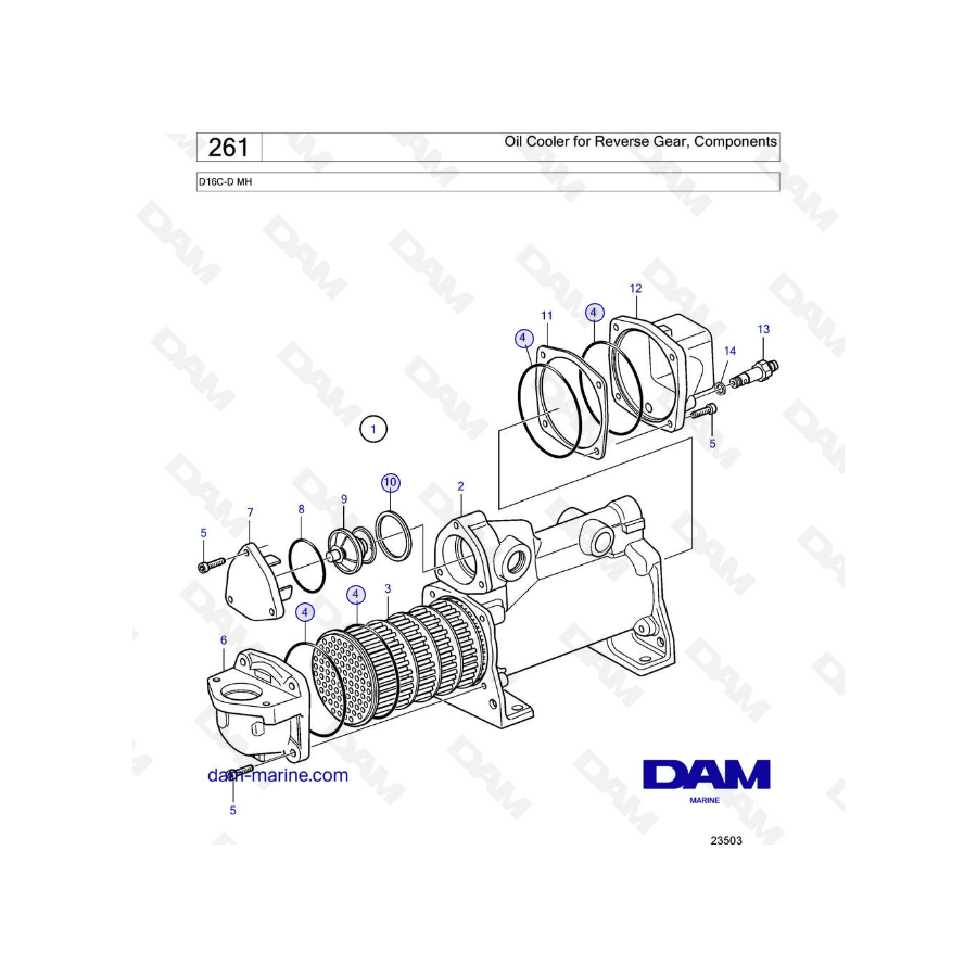 Volvo Penta D16 - Oil Cooler for Reverse Gear, Components