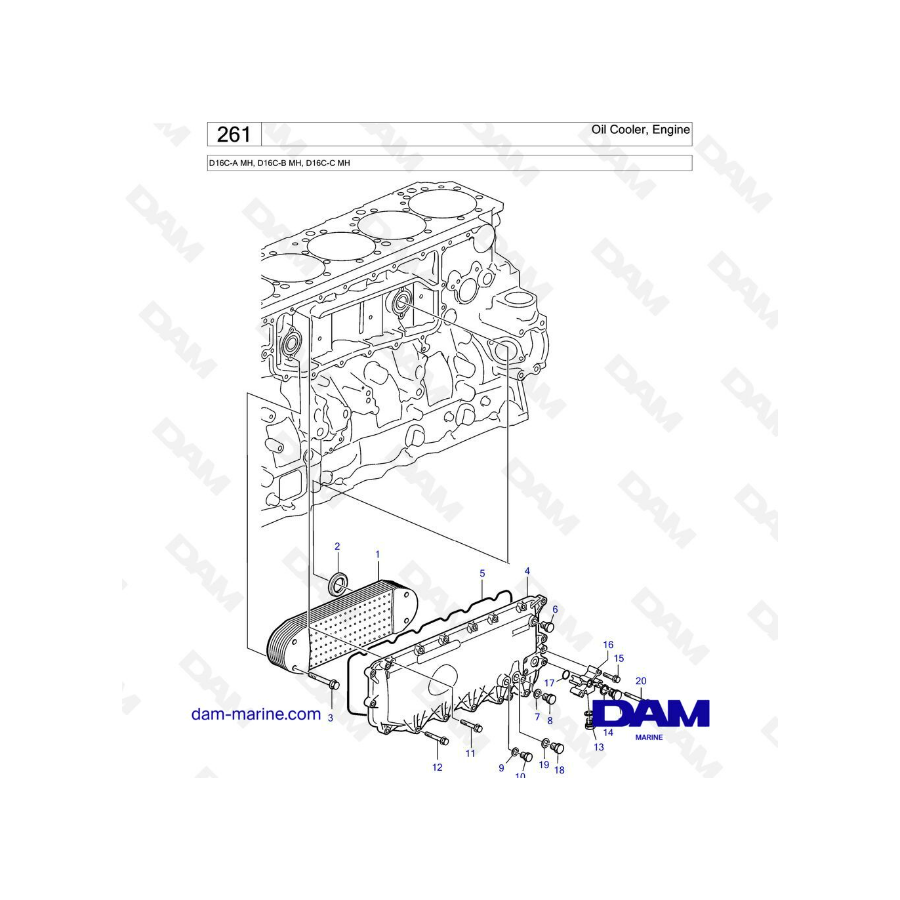 Volvo Penta D16 - Enfriador de aceite del motor 