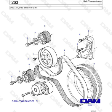 Volvo Penta D16 - Belt Transmission