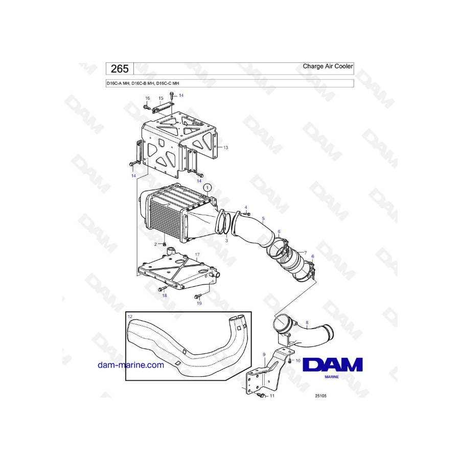 Volvo Penta D16 - Enfriador de aire de carga 