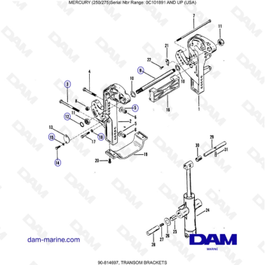 MERCURY (250/275)  - TRANSOM BRACKETS