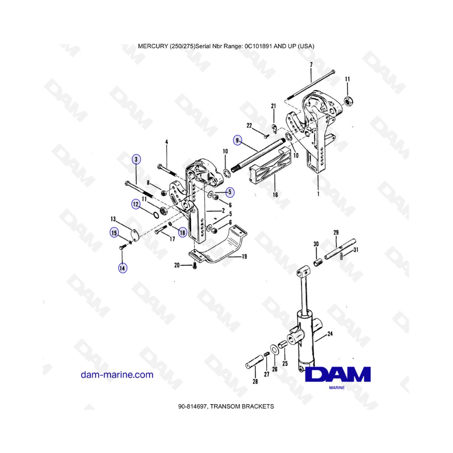 MERCURY (250/275) - TRANSOM BRACKETS