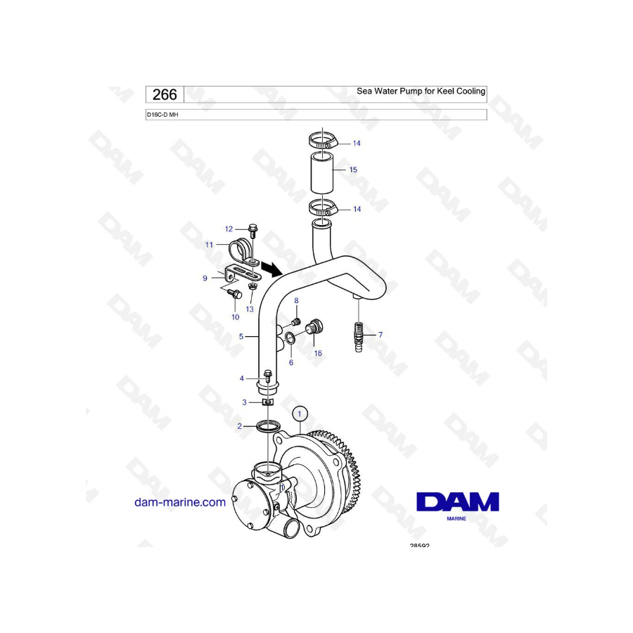 Volvo Penta D16 - Sea Water Pump for Keel Cooling 