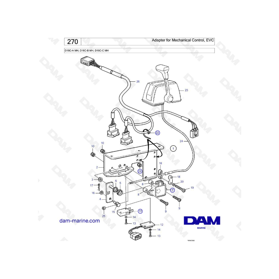 Volvo Penta D16 - Adapter for Mechanical Control, EVC