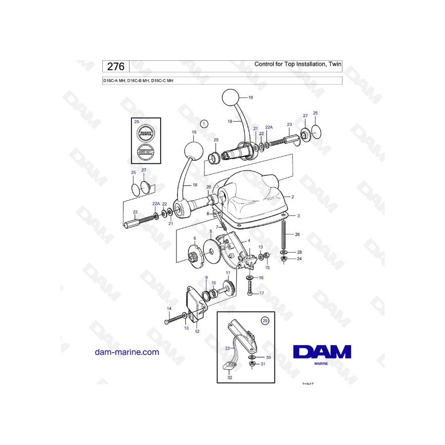 Volvo Penta D16 - Control for Top Installation, Twin