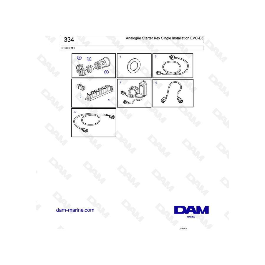 Volvo Penta D16 - Llave de arranque analógica de instalación única EVC-E3