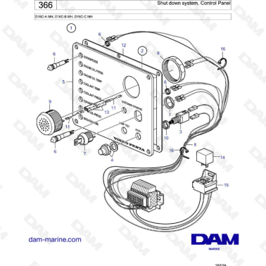 Volvo Penta D16 - Shut down system, Control Panel