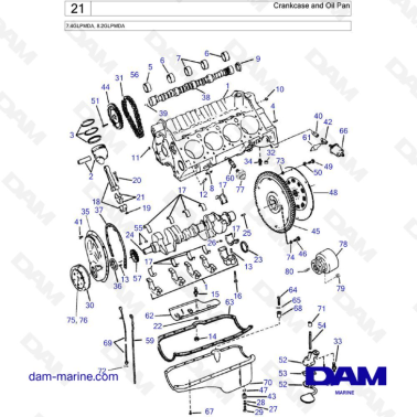 Crankcase and Oil Pan  - 7.4GLPMDA, 8.2GLPMDA