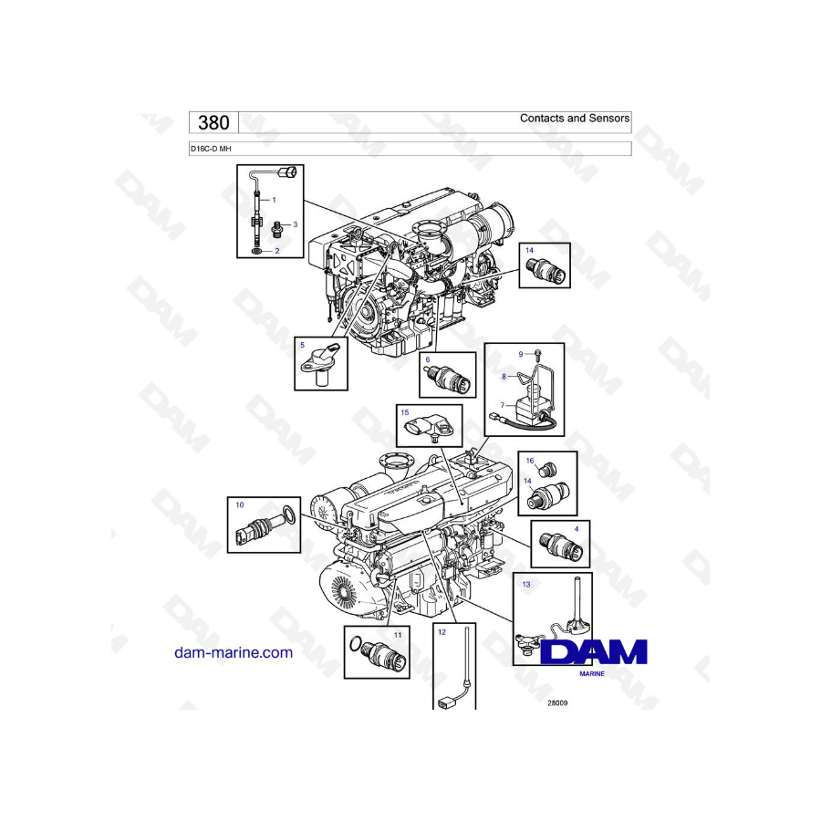 Volvo Penta D16 - Contactos y sensores 