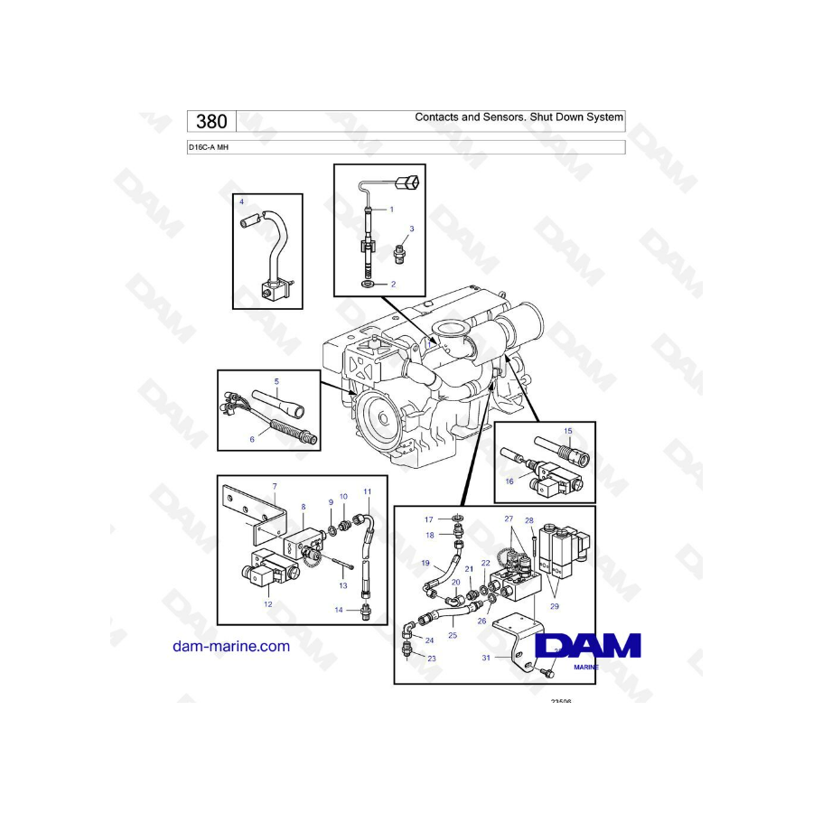 Volvo Penta D16 - Contacts and Sensors. Shut Down System
