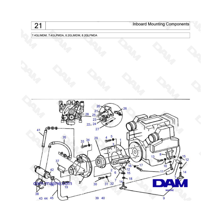 Inboard Mounting Components - 7.4GLIMDM, 7.4GLPMDA, 8.2GLIMDM, 8.2GLPMDA