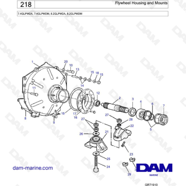 Flywheel Housing and Mounts  - 7.4GLPMDA, 7.4GLPMDM, 8.2GLPMDA, 8.2GLPMDM
