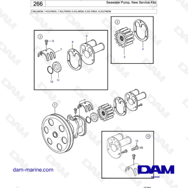 Seawater Pump, New Service Kits - 7.4GLIMDM, 7.4GLPMDA, 7.4GLPMDM, 8.2GLIMDM, 8.2GLPMDA, 8.2GLPMDM