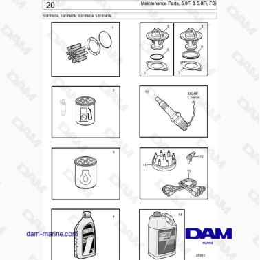 VOLVO PENTA 5.0FiPMDA, 5.0FiPMDM, 5.8FiPMDA, 5.8FiPMDM - Maintenance Parts, 5.0Fi & 5.8Fi, FSi