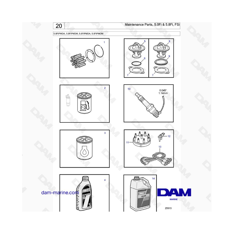 VOLVO PENTA 5.0FiPMDA, 5.0FiPMDM, 5.8FiPMDA, 5.8FiPMDM - Maintenance Parts, 5.0Fi & 5.8Fi, FSi 