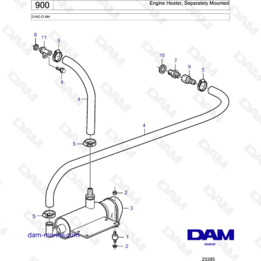 Volvo Penta D16 - Engine heater, separately mounted