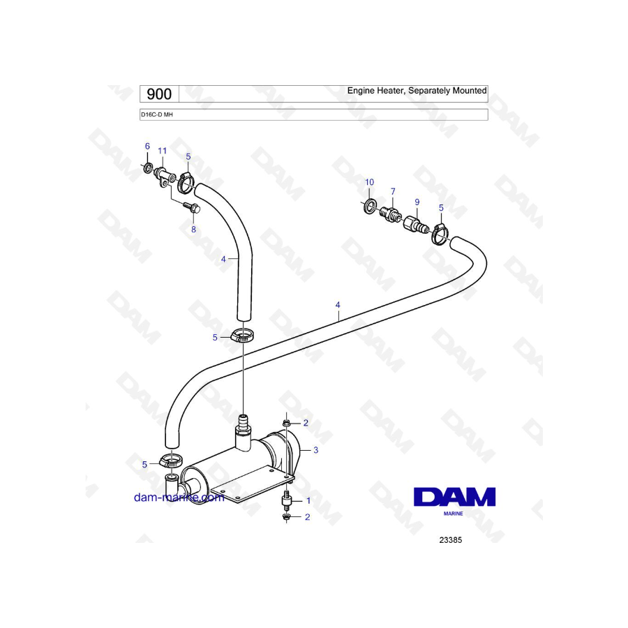Volvo Penta D16 - Engine heater, separately mounted