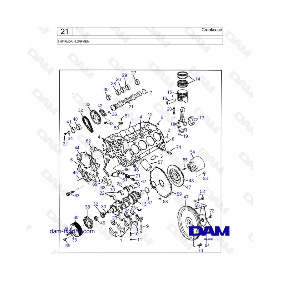 VOLVO PENTA 5.0FiPMDA, 5.0FiPMDM - Crankcase 