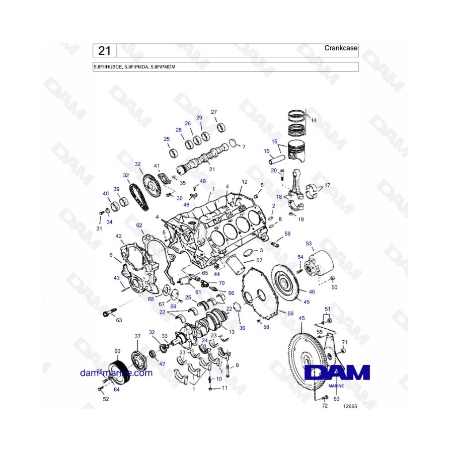 VOLVO PENTA 5.8FIIHUBCE, 5.8FiPMDA, 5.8FiPMDM - Crankcase VOLVO PENTA 5.8FIIHUBCE, 5.8FiPMDA, 5.8FiPMDM - Crankcase
