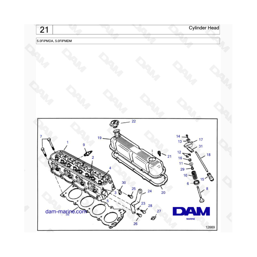 VOLVO PENTA 5.0FiPMDA, 5.0FiPMDM - Cylinder Head