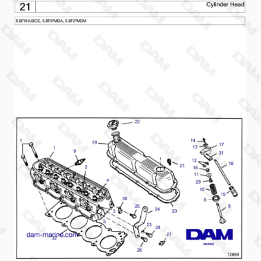 VOLVO PENTA 5.8FIIHUBCE, 5.8FiPMDA, 5.8FiPMDM - Cylinder Head