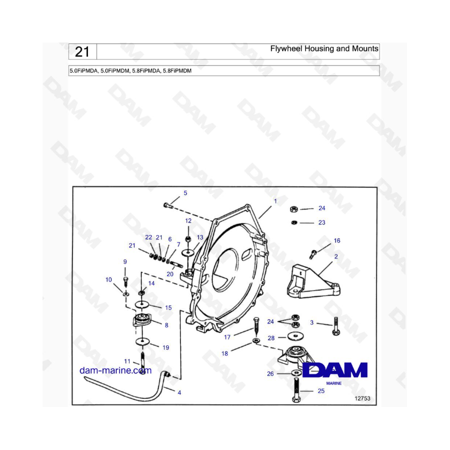 VOLVO PENTA 5.0FiPMDA, 5.0FiPMDM, 5.8FiPMDA, 5.8FiPMDM - Flywheel Housing and Mounts VOLVO PENTA 5.0FiPMDA, 5.0FiPMDM, 5.8FiPMDA, 5.8FiPMDM - Flywheel Housing and Mounts