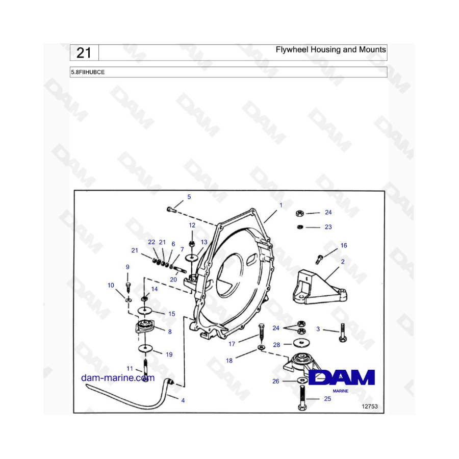 VOLVO PENTA 5.8FIIHUBCE - Flywheel Housing and Mounts VOLVO PENTA 5.8FIIHUBCE - Flywheel Housing and Mounts