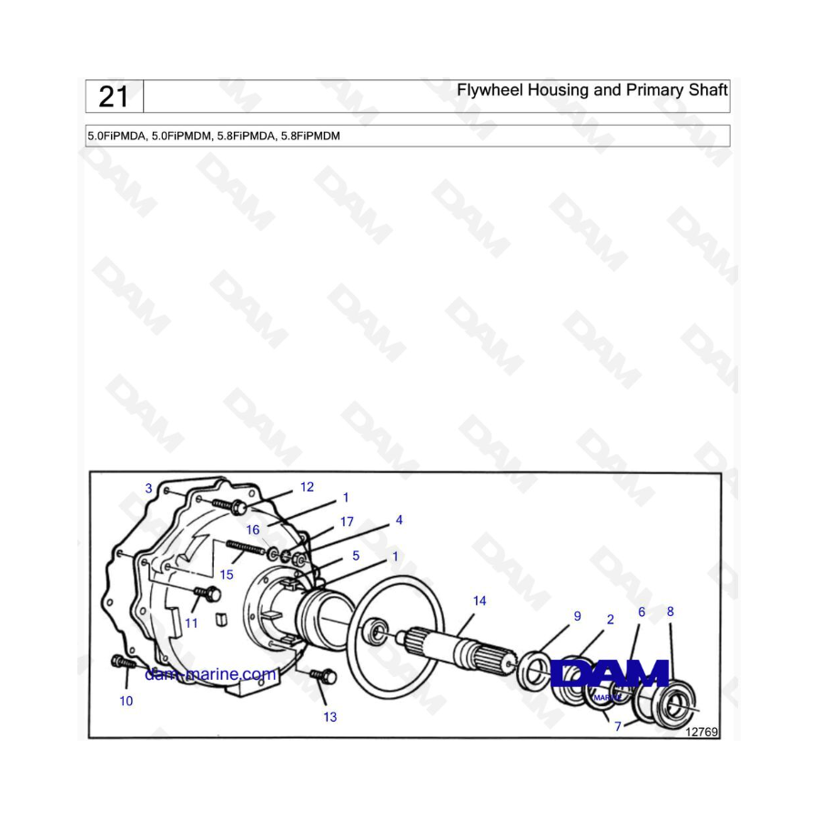 VOLVO PENTA 5.0FiPMDA, 5.0FiPMDM, 5.8FiPMDA, 5.8FiPMDM - Flywheel Housing and Primary Shaft VOLVO PENTA 5.0FiPMDA, 5.0FiPMDM, 5.8FiPMDA, 5.8FiPMDM - Flywheel Housing and Primary Shaft