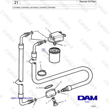 VOLVO PENTA 5.0FiPMDA, 5.0FiPMDM, 5.8FIIHUBCE, 5.8FiPMDA, 5.8FiPMDM - Remote Oil Filter