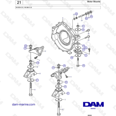 Volvo Penta V8-350 / V8-380 - Motor Mounts