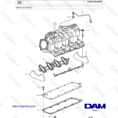 Volvo Penta V8-350 / V8-380 - Intake Manifold