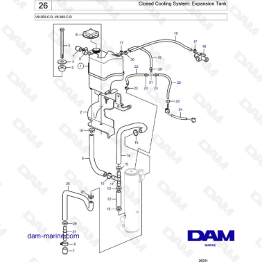 Volvo Penta V8-350 / V8-380 - Closed Cooling System: Expansion Tank