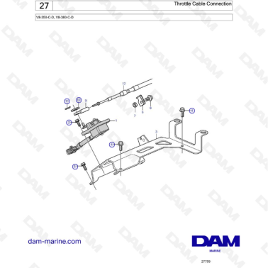 Volvo Penta V8-350 / V8-380 - Throttle Cable Connection