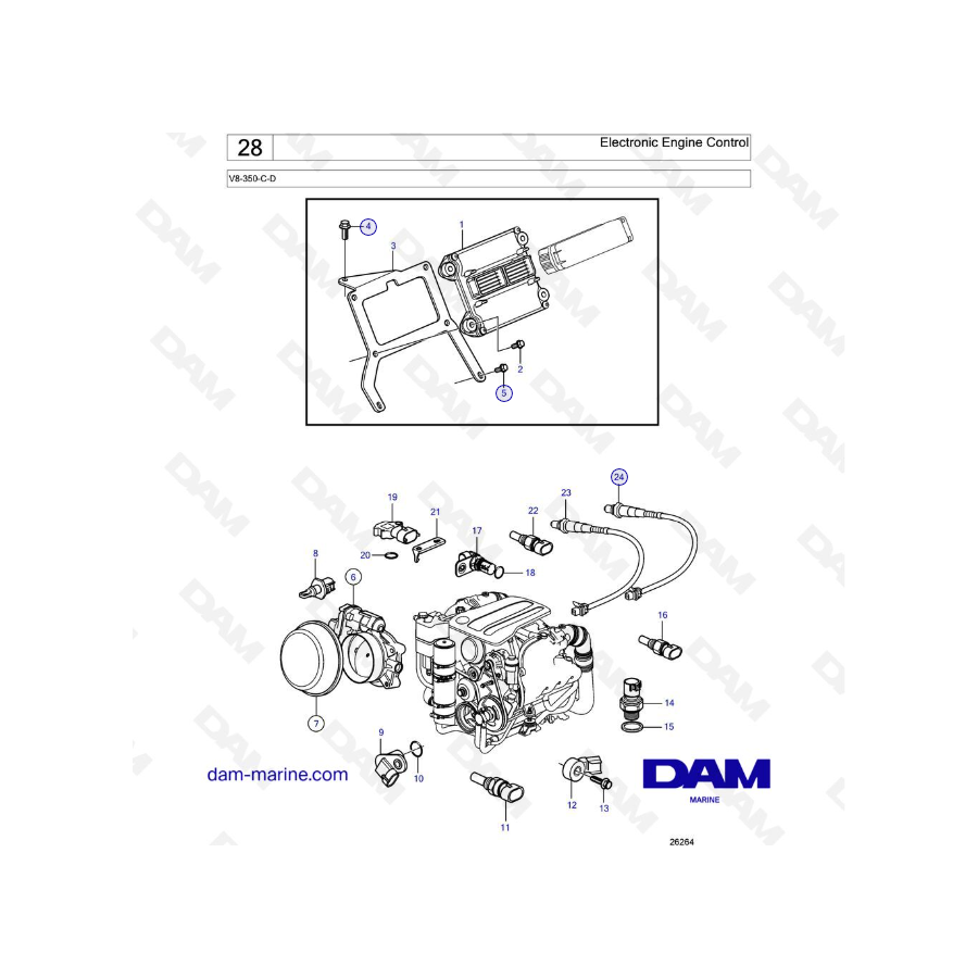 Volvo Penta V8-350 - Control electrónico del motor 