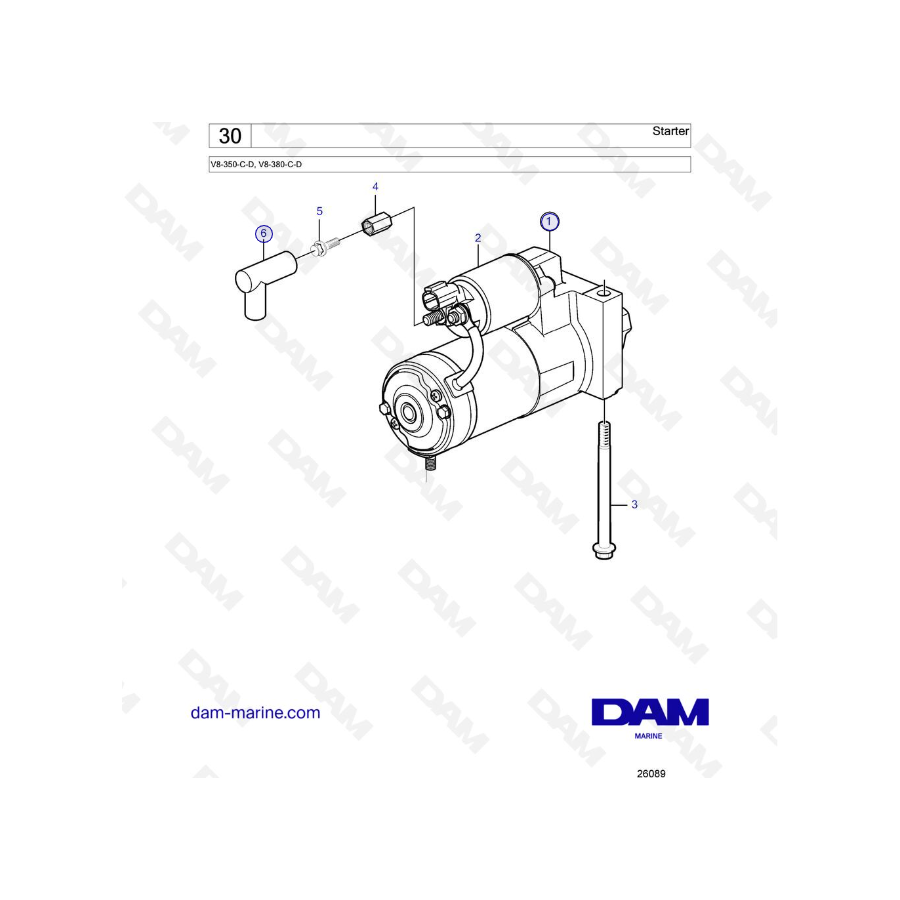Volvo Penta V8-350 / V8-380 - Motor de arranque 