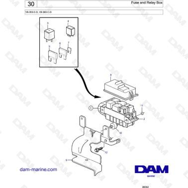 Volvo Penta V8-350 / V8-380 - Fuse and Relay Box