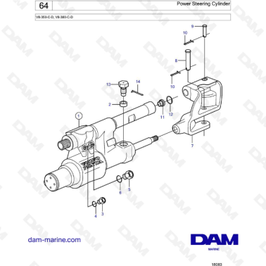 Volvo Penta V8-350 / V8-380 - Power Steering Cylinder
