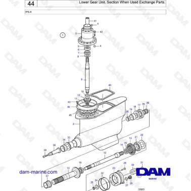 Volvo Penta IPS-A - Lower Gear Unit. Section When Used Exchange Parts.