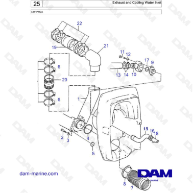 VOLVO PENTA 5.0FiPMDA -  Exhaust and Cooling Water Inlet