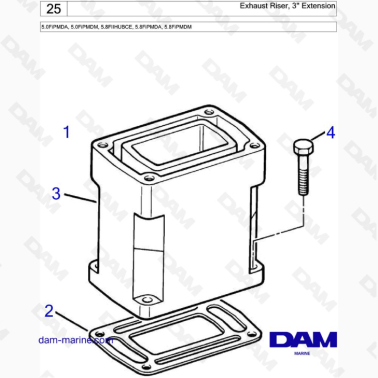 VOLVO PENTA 5.0FiPMDA, 5.0FiPMDM, 5.8FIIHUBCE, 5.8FiPMDA, 5.8FiPMDM - Exhaust Riser, 3'' Extension
